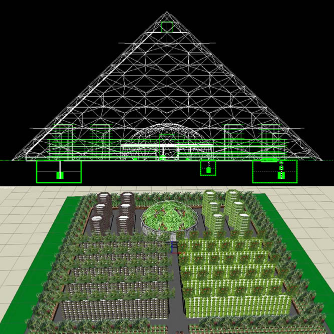 The pyramid shape greenhouse Ecofriendly vertical farm Eaton Lake Farm